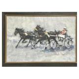 A. Koros Sr. "Harness Race" Oil Painting.