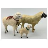 3 German Composition Stick Leg Sheep.