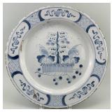 18th C. Dutch Delft Chinoiserie Charger.