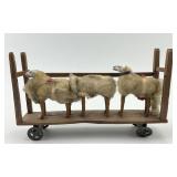 Folk Art German Stick Leg Sheep Cart