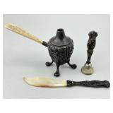 Sterling Tiffany Wax Stamp, Knife & Inkwell.