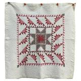 Handmade Folk Art Lone Star Crib Quilt.