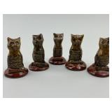 5 Breininger Pottery PA Redware Owls.