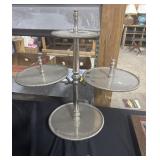 Three-Tier Silver Metal Serving Stand.