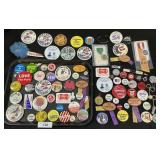 Vintage Button Pins, Political, Advertising.