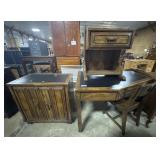 Vtg Ranch Oak Style Desk, Night Stand & Cabinet.