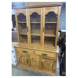 Traditional Style Blonde Oak Hutch.