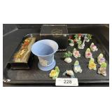 Wedgewood Vase, Coalport Flowers, Ceramic Birds.