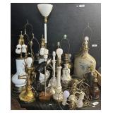 18 Various Table Lamps, Stoneware, Porcelain.