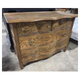 Ornate Oak Serpent Front Chest of Drawers.