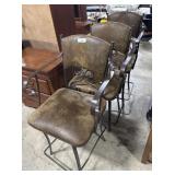 (3) Tuscan Style Suade Upholstered Barstools.
