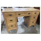 Vtg Solid Maple Kneehole Desk.