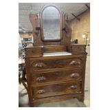 19th-Century Victorian-Style Walnut Dresser.