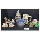 Vtg Japan Leprechaun Doll, Beer Steins & Mug,