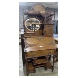 Antique Victorian Oak "Cowboy" Writing Desk.