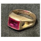 10K Gold Art Deco Gemstone Signet Ring.