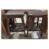 (2) Walnut Finish Saddle Style Barstools.