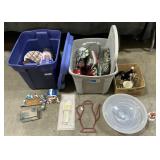 Art Glass Bowl, Christmas Tins & Figurines, Wall