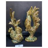 Mid Century Ceramic Rooster Sculptures.
