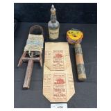 Wernersville Flour Bags, Bay Rum Bottle, Vtg Toys