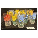 Vintage Floral Enameled Tumbler Glasses.