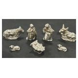 Miniature Pewter Nativity Scene Figures.
