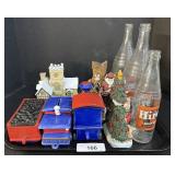 Hire Rootbeer Bottles, Still Banks, Santa Figures.