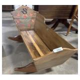 Vtg FolkArt Painted Baby Rocker.