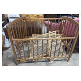 Vtg Wooden Baby Crib & (3) Baby Gates.