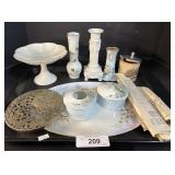 Floral Vases, Tray, Lenox Pedestal Dish.;