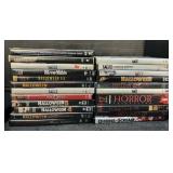 Horror DVDs, Saw, Halloween, Hellboy, Hannibal.