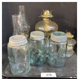 Kerosine Lamps & Mason Jars.;