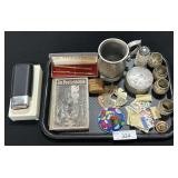 Early German Book, Cigar Holder, Pewter Mug.