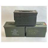 3 Metal Military Ammo Cans.