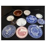 Transferware, Flow Blue Plates, Stoneware Bowl.