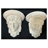 Pair Of Chalkware Greek Style Sconce Shelves.
