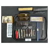 Pocket Knives, Straight Razors, Glasses.