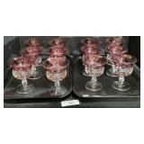 12 Kings Crown Cranberry Glass Flashed Goblets