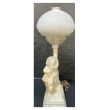 Italian Carved Alabaster Stone Clown Lamp.