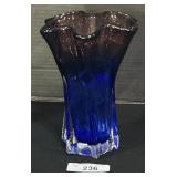Signed Blown Glass Mid Century Modern Swung Vase