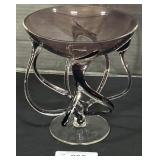 Blown Art Glass Amethyst Purple Pedestal Dish.