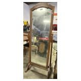 Vtg Oak Floor Mirror.