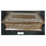 Vintage Geometric Carved Wooden Box.