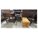 Cherry Night Stand, Vtg 2-Tier Plant Stand, Folk