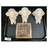 Chalkware Cherubs & Neoclassical Plaque.