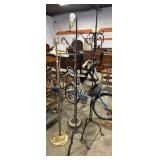(2) Vtg Brass Floor Lamps (2) Wrought Iron Floor