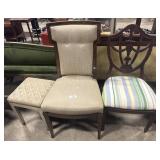 (2) Upholstered Side Chairs & Ottoman.