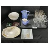 Spongeware, Christmas Plate, Monogram Glasses.