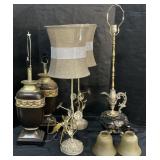 French Empire & Floral Style Lamps, Glass Shades.