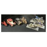 Harley Davidson Models, Adv. Bank, Cast Iron Cars.
